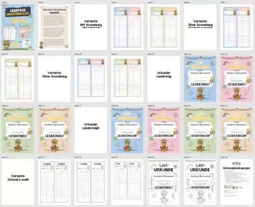 Lesepass & Leseurkunde für die Giraffenklasse (Überblick)