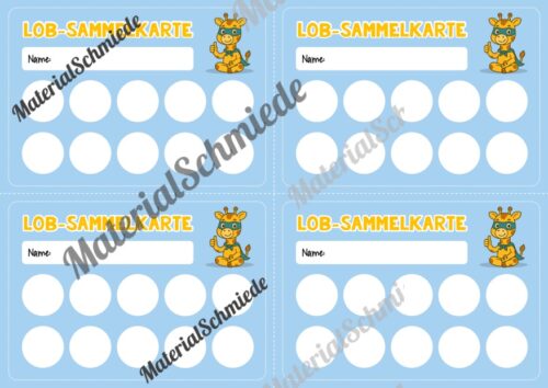 Lob-Sammelkarten für die Giraffenklasse (Arbeitsblatt 02)