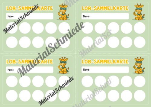 Lob-Sammelkarten für die Giraffenklasse (Arbeitsblatt 04)