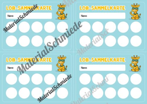 Lob-Sammelkarten für die Giraffenklasse (Arbeitsblatt 07)
