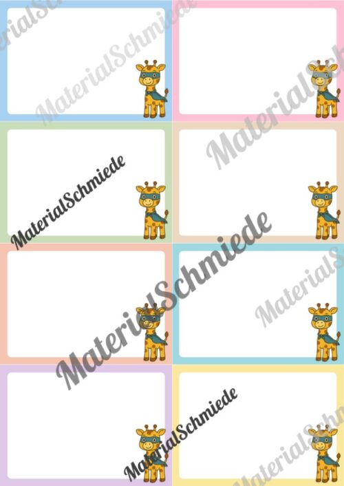 Mitteilungskarten für die Giraffenklasse (Arbeitsblatt 02)