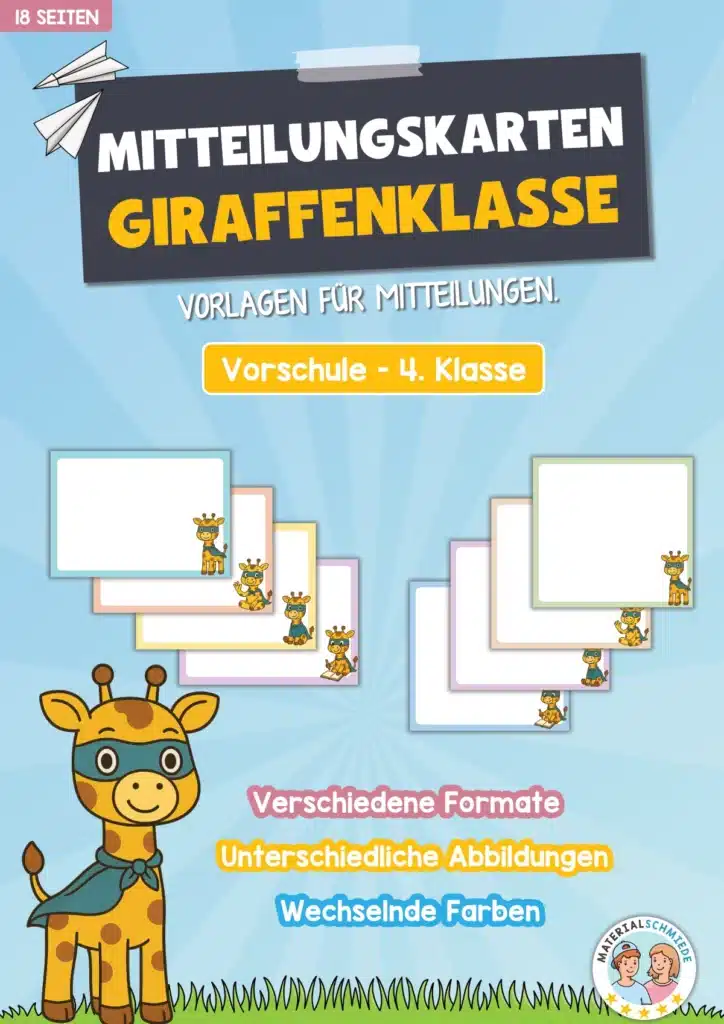 Mitteilungskarten für die Giraffenklasse