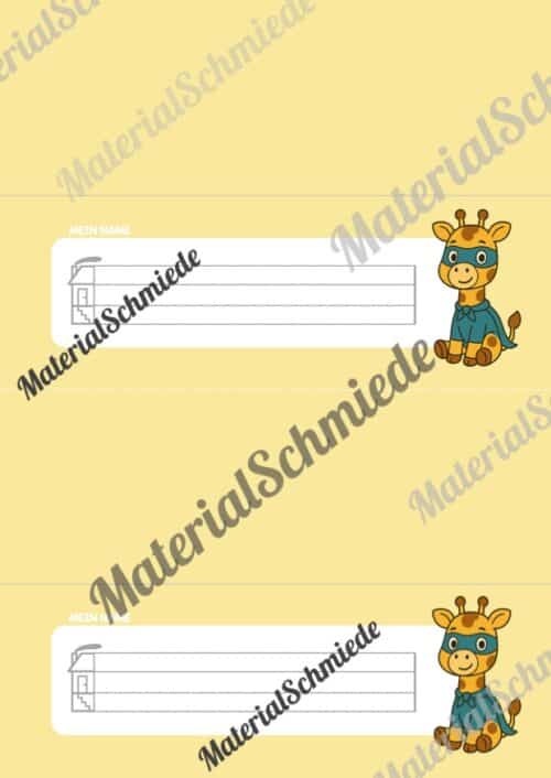 20 Namensschilder für die Giraffenklasse (Arbeitsblatt 03)