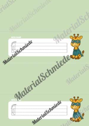 20 Namensschilder für die Giraffenklasse (Arbeitsblatt 05)