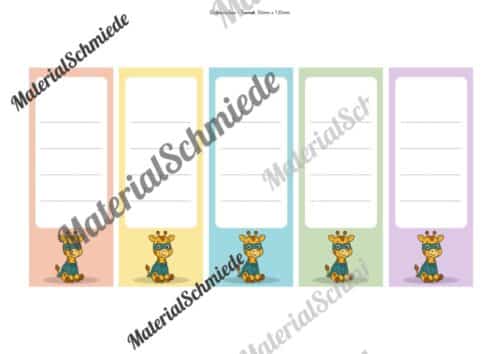 Ordnerrücken für die Giraffenklasse (Arbeitsblatt 06)