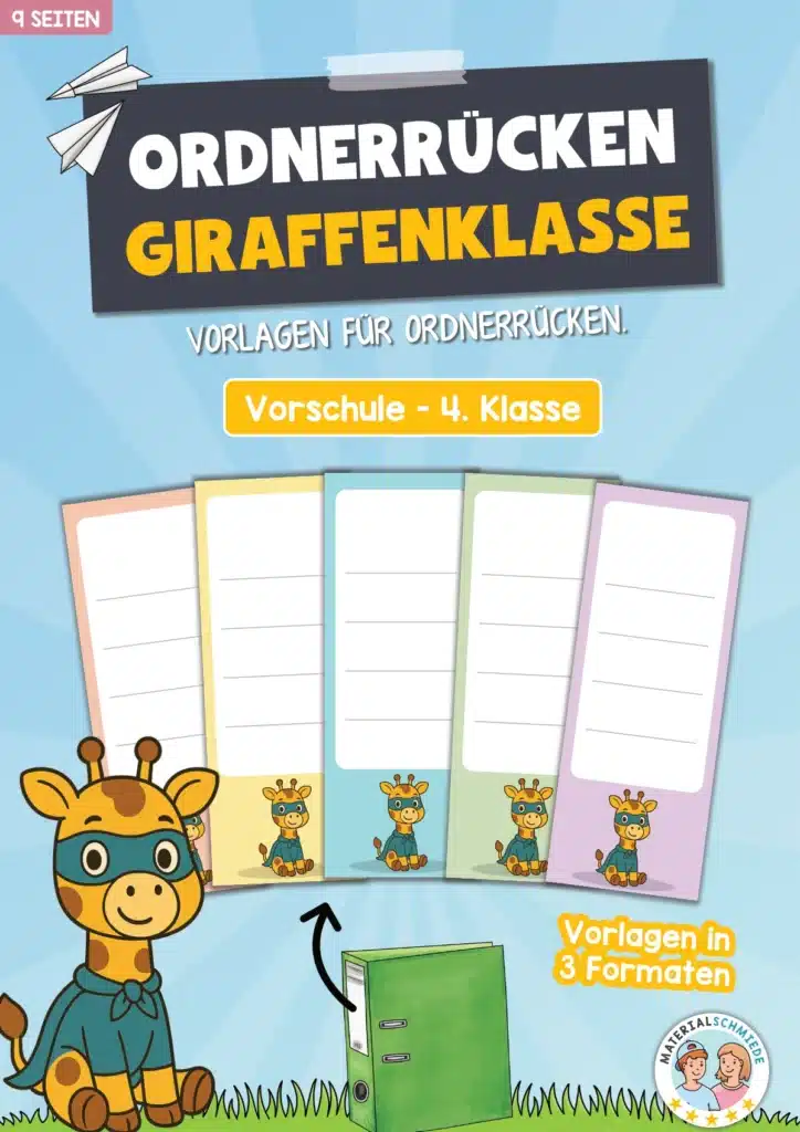 Ordnerrücken für die Giraffenklasse (3 Formate)