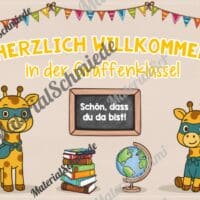 Willkommensplakate für die Giraffenklasse (Arbeitsblatt 02)