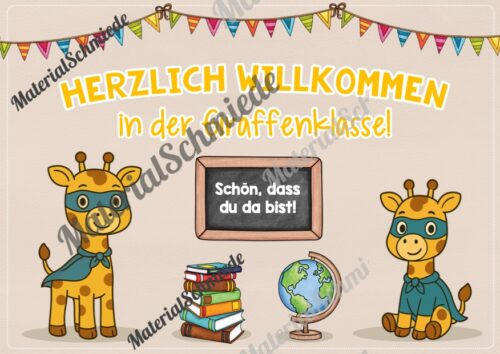Willkommensplakate für die Giraffenklasse (Arbeitsblatt 02)