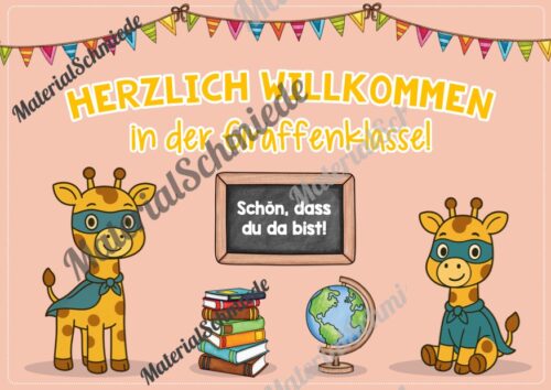 Willkommensplakate für die Giraffenklasse (Arbeitsblatt 04)
