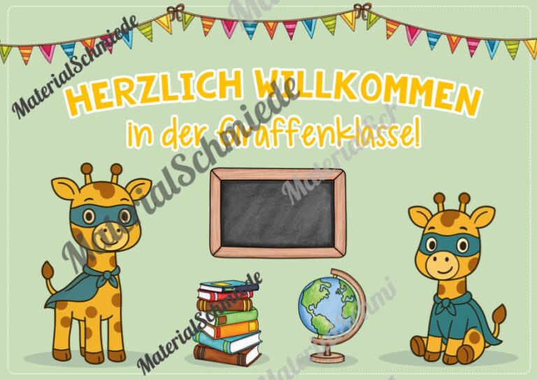 Willkommensplakate für die Giraffenklasse (Arbeitsblatt 05)