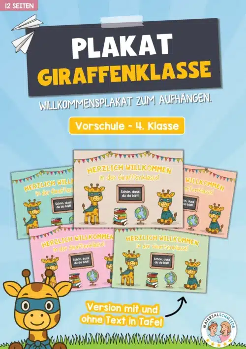 Willkommensplakate für die Giraffenklasse