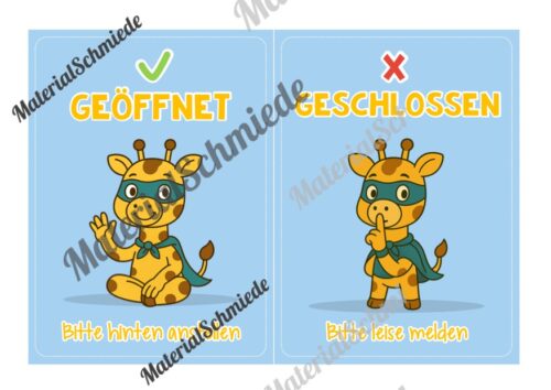 Pultkarten für die Giraffenklasse (Arbeitsblatt 02)