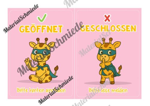 Pultkarten für die Giraffenklasse (Arbeitsblatt 03)