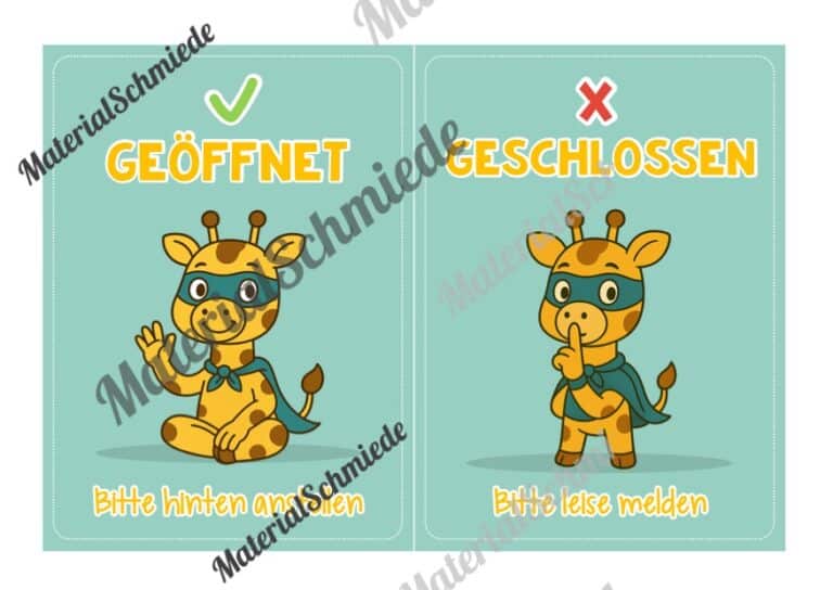 Pultkarten für die Giraffenklasse (Arbeitsblatt 04)