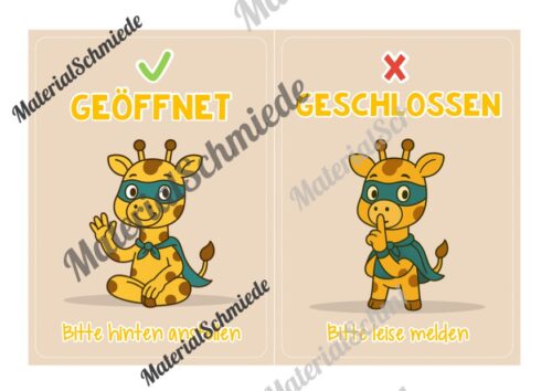 Pultkarten für die Giraffenklasse (Arbeitsblatt 05)