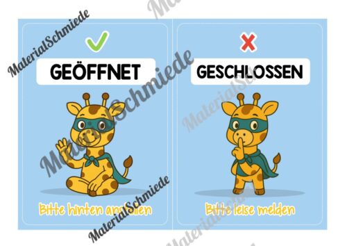 Pultkarten für die Giraffenklasse (Arbeitsblatt 06)