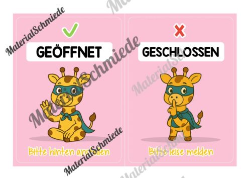 Pultkarten für die Giraffenklasse (Arbeitsblatt 07)