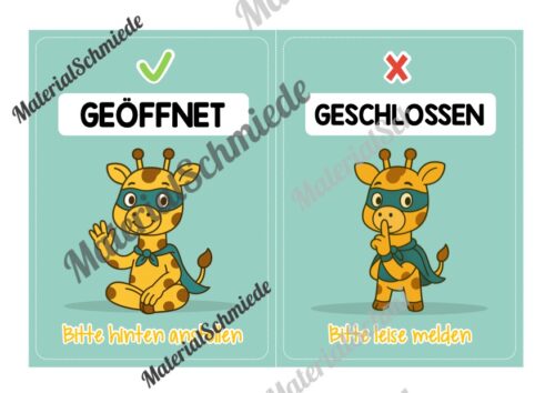 Pultkarten für die Giraffenklasse (Arbeitsblatt 08)