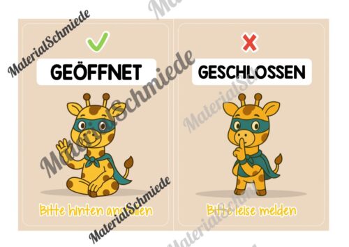 Pultkarten für die Giraffenklasse (Arbeitsblatt 09)