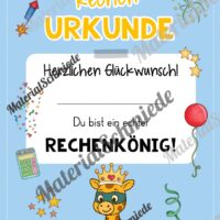 Rechenpass & Rechenurkunde für die Giraffenklasse (Arbeitsblatt 06)