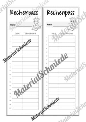 Rechenpass & Rechenurkunde für die Giraffenklasse (Arbeitsblatt 09)