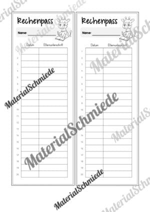 Rechenpass & Rechenurkunde für die Giraffenklasse (Arbeitsblatt 10)