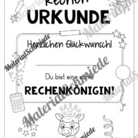 Rechenpass & Rechenurkunde für die Giraffenklasse (Arbeitsblatt 12)