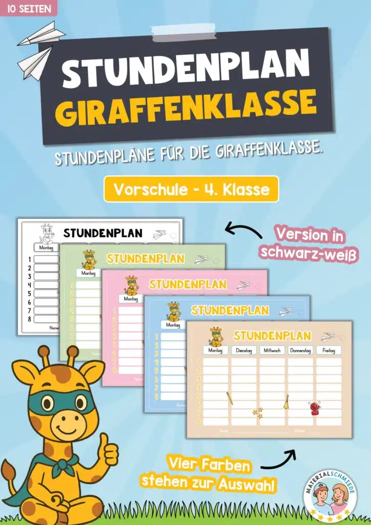 Stundenplan für die Giraffenklasse