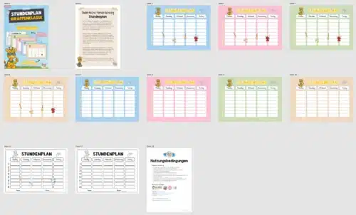 Stundenplan für die Giraffenklasse (Überblick)