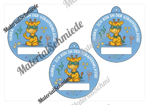 Umhängeschilder zur Einschulung für die Giraffenklasse (Arbeitsblatt 02)