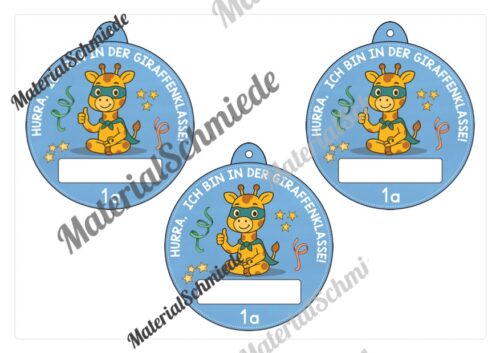 Umhängeschilder zur Einschulung für die Giraffenklasse (Arbeitsblatt 03)