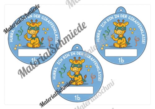 Umhängeschilder zur Einschulung für die Giraffenklasse (Arbeitsblatt 04)