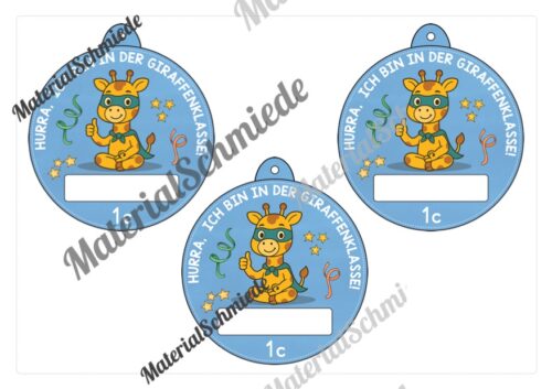 Umhängeschilder zur Einschulung für die Giraffenklasse (Arbeitsblatt 05)