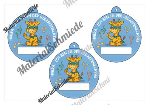 Umhängeschilder zur Einschulung für die Giraffenklasse (Arbeitsblatt 08)