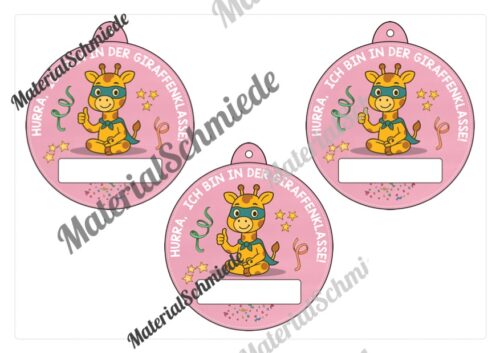 Umhängeschilder zur Einschulung für die Giraffenklasse (Arbeitsblatt 09)