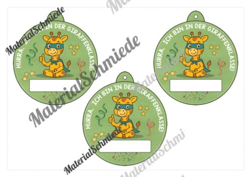 Umhängeschilder zur Einschulung für die Giraffenklasse (Arbeitsblatt 10)