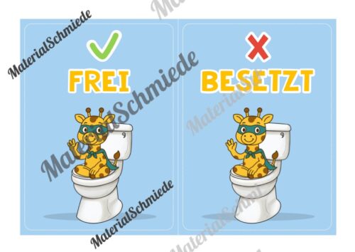 WC-Schilder / Toiletten-Ampel für die Giraffenklasse (Arbeitsblatt 02)