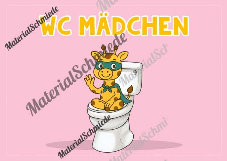 WC-Schilder / Toiletten-Ampel für die Giraffenklasse (Arbeitsblatt 06)