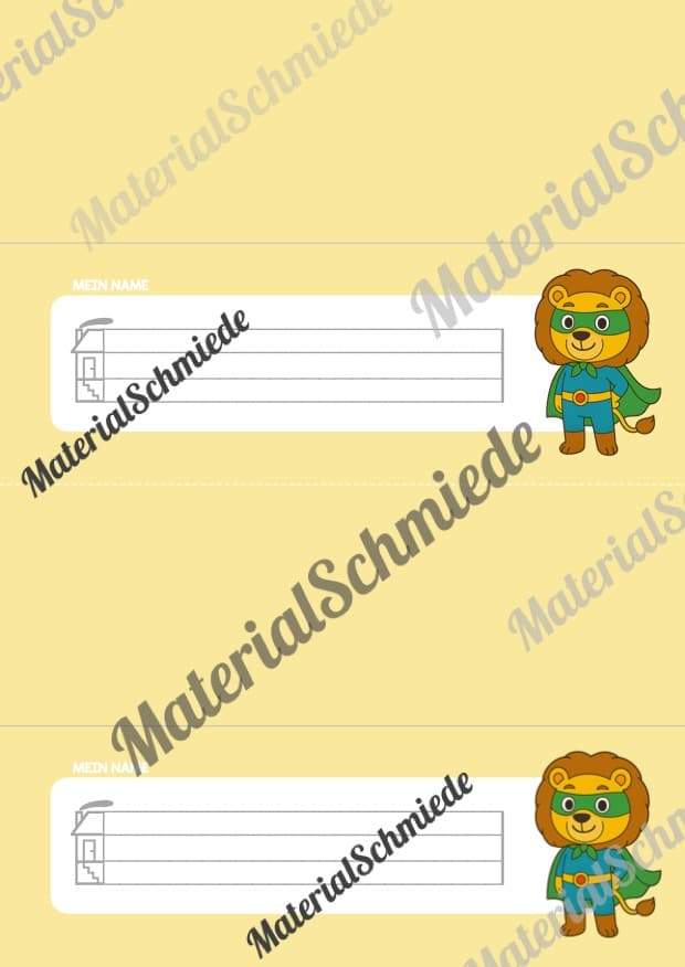 20 Namensschilder für die Löwenklasse (Arbeitsblatt 03)