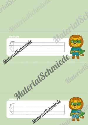 20 Namensschilder für die Löwenklasse (Arbeitsblatt 05)