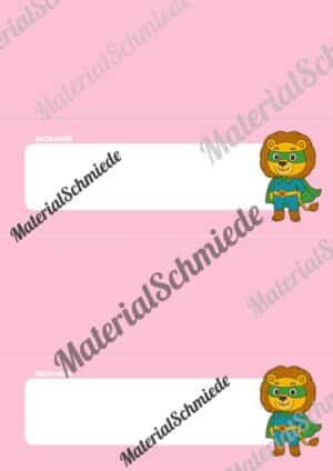 20 Namensschilder für die Löwenklasse (Arbeitsblatt 08)