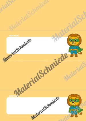 20 Namensschilder für die Löwenklasse (Arbeitsblatt 10)