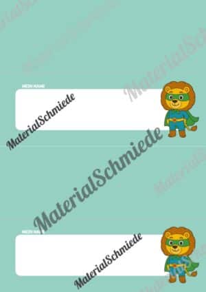 20 Namensschilder für die Löwenklasse (Arbeitsblatt 11)