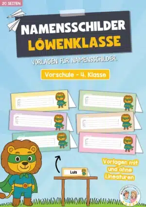 20 Namensschilder für die Löwenklasse (Aufsteller)