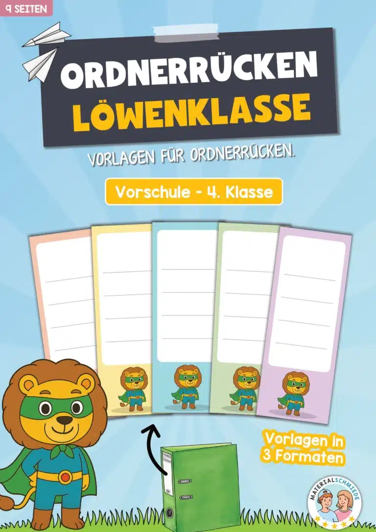 Ordnerrücken für die Löwenklasse (3 Formate)