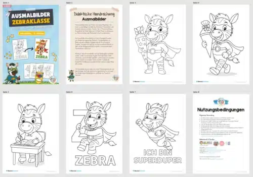 Ausmalbilder für die Zebraklasse (Überblick)
