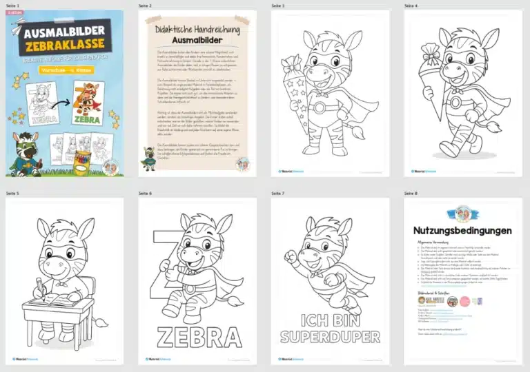 Ausmalbilder für die Zebraklasse (Überblick)