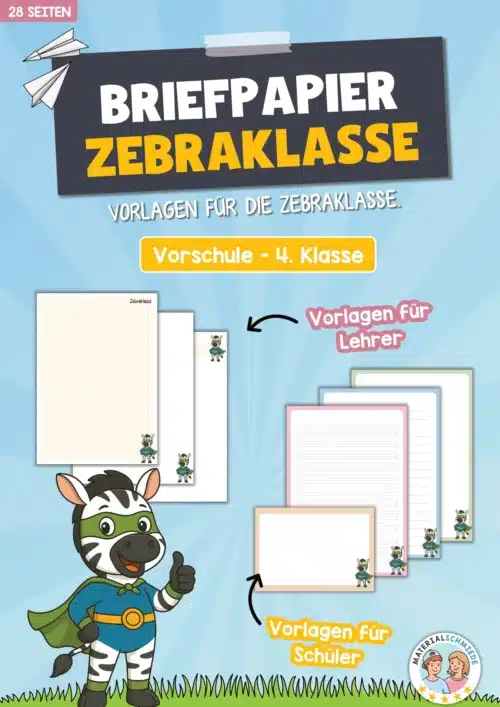 Briefpapier für die Zebraklasse