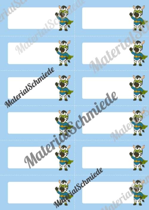 Etiketten für die Zebraklasse (Arbeitsblatt 02)
