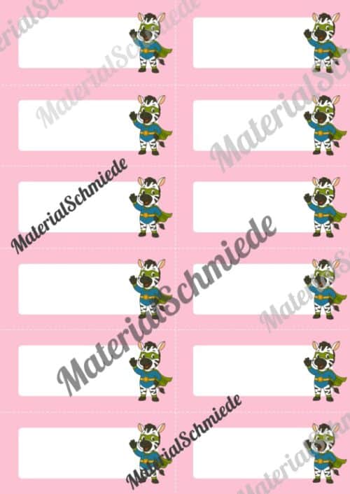 Etiketten für die Zebraklasse (Arbeitsblatt 03)